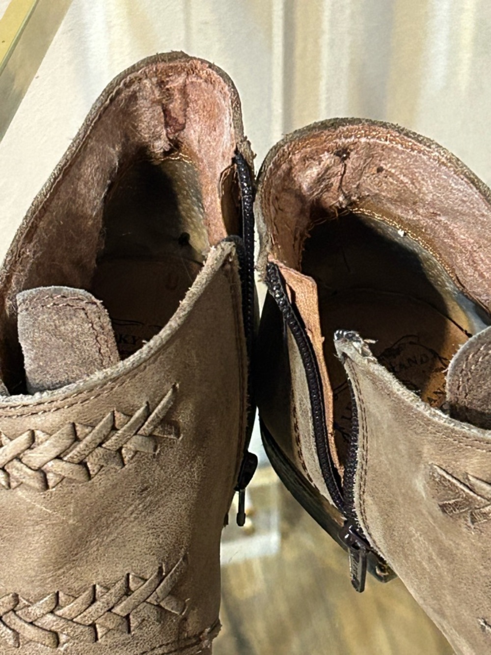 Lucky Brand Taupe Leather Double-Buckle Monk Strap Ankle Booties Size 8.5 - Picture 14 of 16